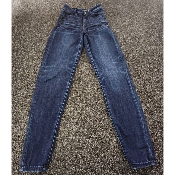 American Eagle Jeggings Super High-Rise Women's 0 Dark Wash Next Level Stretch - Picture 1 of 10